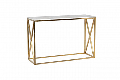 Консоль искусственный белый мрамор Bianco Namibia/матовое золото GARDA DECOR