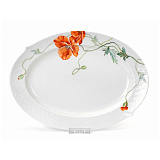 Блюдо овальное Meissen 39 см Игра волн, рельеф, маки
