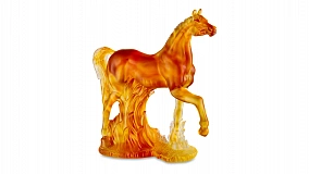 Фигурка Decor de table Лошадь 20 см, хрусталь, янтарная, п/к