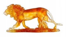Фигурка Decor de Table Pate de Verre Cristal Лев 22 см, хрустальное тесто, темно-янтарная, п/к