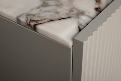 Тумба под телевизор с мраморной столешницей серая Garda Decor 