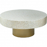  Столик кофейный с отделкой раковинами устриц 89х89х41см, кремовый