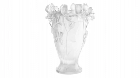 Ваза Decor de Table Pate de Verre Cristal Ирисы 32 см, хрустальное тесто, белая, п/к