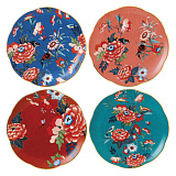 Набор тарелок закусочных Wedgwood Пионы 21 см, 4 шт, фарфор