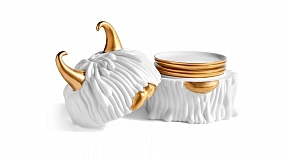 Набор тарелок в подставке с крышкой L’Objet Хаас 11 см, 5 предметов, белый, п/к