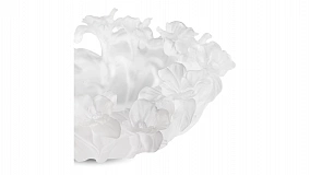 Чаша декоративная Decor de Table Pate de Verre Cristal Фиалка 30 см, белая, п/к