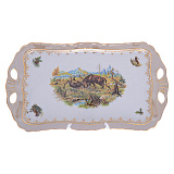 Блюдо квадратное Queen's Crown Aristokrat Охота бежевая 45*25см