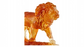 Фигурка Decor de Table Pate de Verre Cristal Лев 22 см, хрустальное тесто, темно-янтарная, п/к