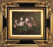 Картина "Розы в керамической вазе" 20*25см + багет №15